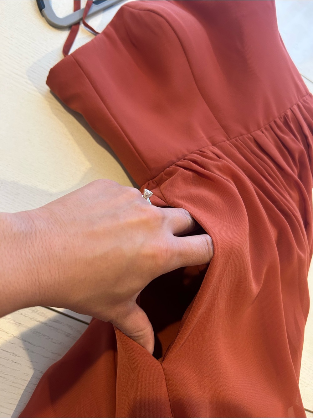 Azazie Bridesmaid Spaghetti Strap Rust Maxi Dress - Picture 16 of 16